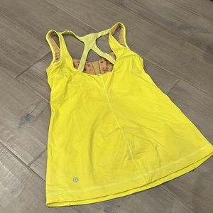 Yellow lululemon workout exercise top with built in bra